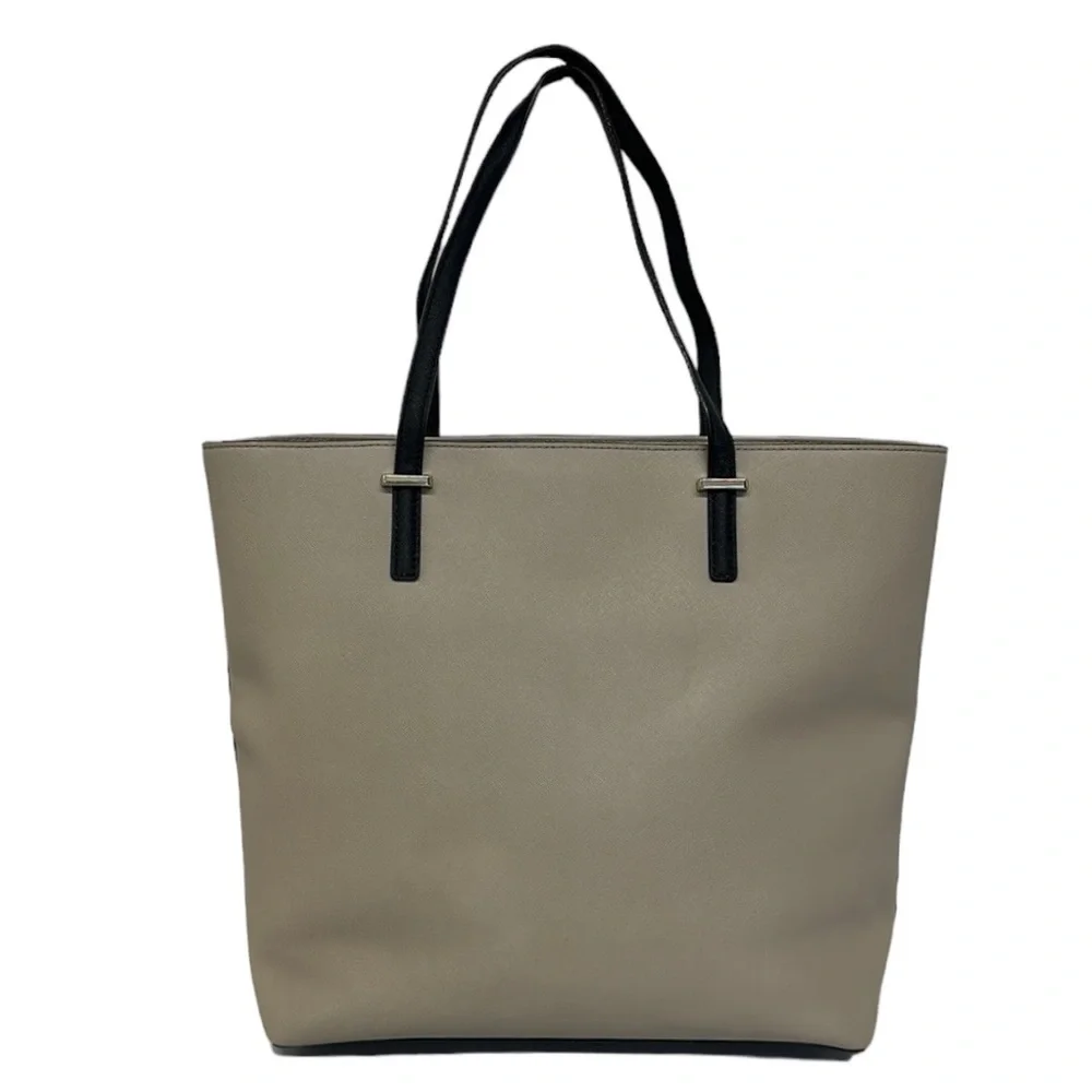 Kate Spade Tan/Black Saffiano Leather Tote Shoulder Handbag Purse 16' x 13